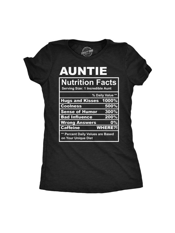 Womens Funny T Shirts Auntie Nutrition Facts Sarcastic Aunt Graphic Novelty Tee For Ladies Womens Graphic Tees