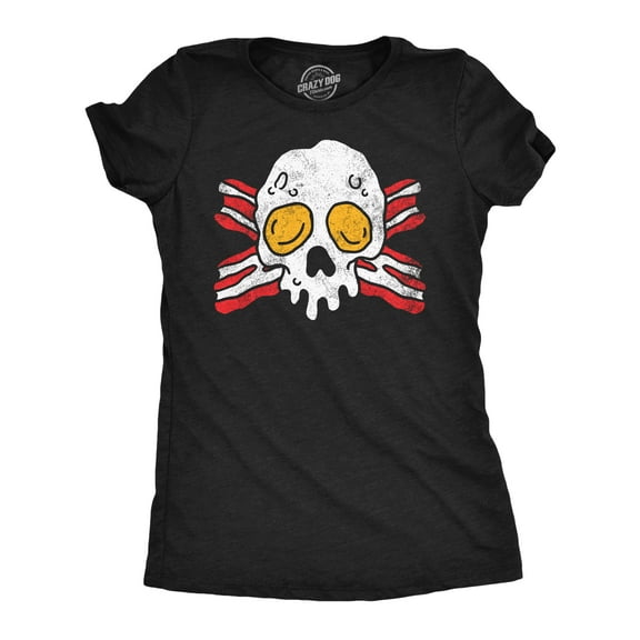 Womens Funny T Shirts Bacon and Eggs Skull Breakfast Graphic Tee for Ladies Womens Graphic Tees