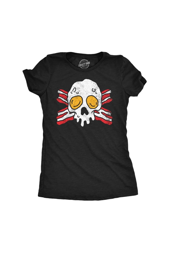 Womens Funny T Shirts Bacon and Eggs Skull Breakfast Graphic Tee for Ladies Womens Graphic Tees