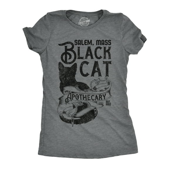 Womens Funny T Shirts Black Cat Apothecary Sarcastic Halloween Kitten Graphic Tee for Ladies Womens Graphic Tees