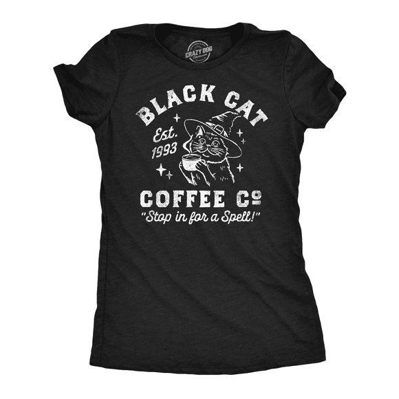 Womens Funny T Shirts Black Cat Coffee Co Sarcastic Halloween Graphic Tee for Ladies Womens Graphic Tees