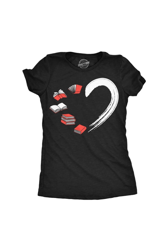 Womens Funny T Shirts Book Heart Sarcastic Reading Lovers Graphic Novelty Tee For Ladies Womens Graphic Tees