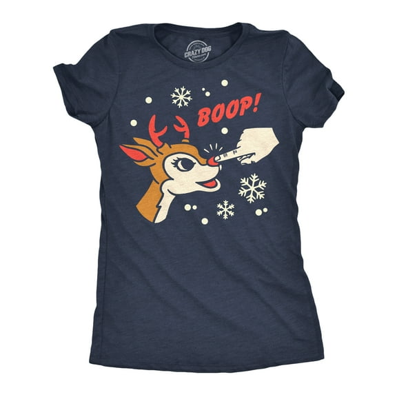 Womens Funny T Shirts Boop Rudolph Sarcastic Christmas Graphic Novelty Tee For Ladies Womens Graphic Tees