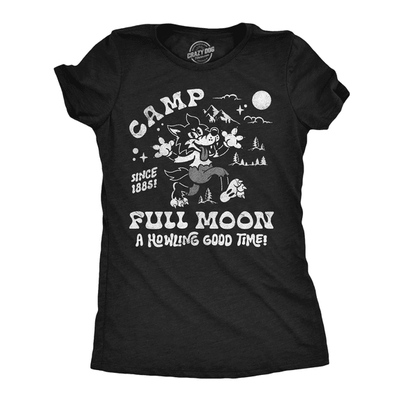 Womens Funny T Shirts Camp Full Moon Sarcastic Halloween Graphic Novelty Tee For Ladies Womens Graphic Tees