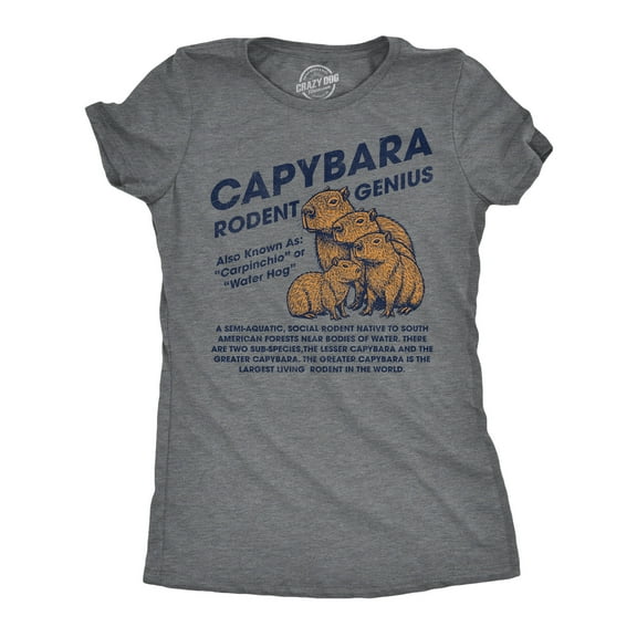 Womens Funny T Shirts Capybara Rodent Genius Sarcastic Graphic Novelty Tee For Ladies Womens Graphic Tees