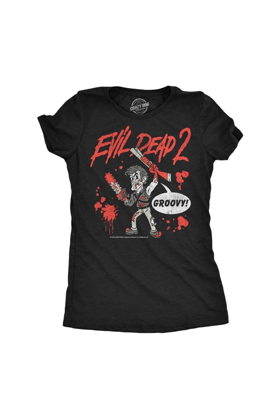 Womens Funny T Shirts Cartoon Ash Evil Dead Movie Tee For Ladies Womens Graphic Tees