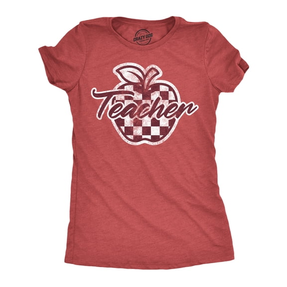 Womens Funny T Shirts Checker Apple Teacher Sarcastic School Graphic Novelty Tee For Ladies Womens Graphic Tees