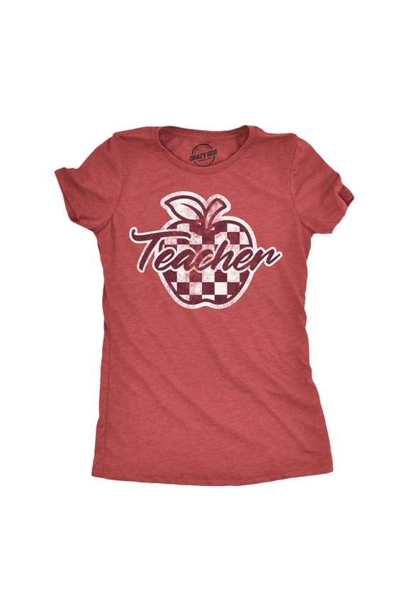 Womens Funny T Shirts Checker Apple Teacher Sarcastic School Graphic Novelty Tee For Ladies Womens Graphic Tees