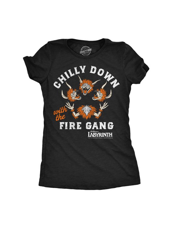 Womens Funny T Shirts Chilly Down With The Fire Gang Jim Henson's Labyrinth Movie Tee For Ladies Womens Graphic Tees