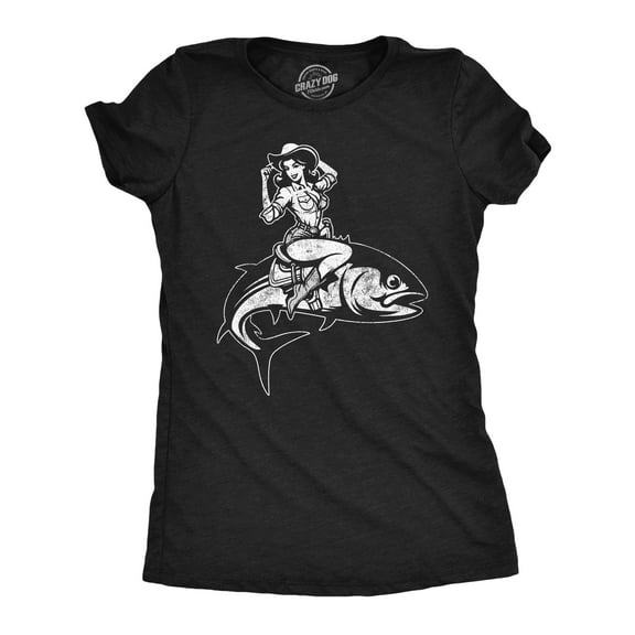 Womens Funny T Shirts Cowgirl Fish Sarcastic Fishing Graphic Novelty Tee For Ladies Womens Graphic Tees