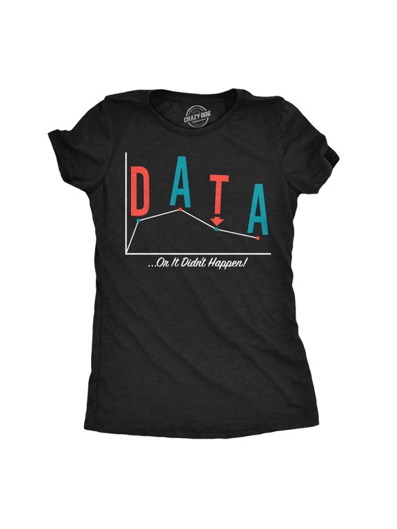 Womens Funny T Shirts Data Or It Didnt Happen Sarcastic Science Graphic Novelty Tee For Ladies Womens Graphic Tees