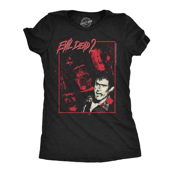 Womens Funny T Shirts Evil Dead 2 Multishot Horror Movie Tee For Ladies Womens Graphic Tees
