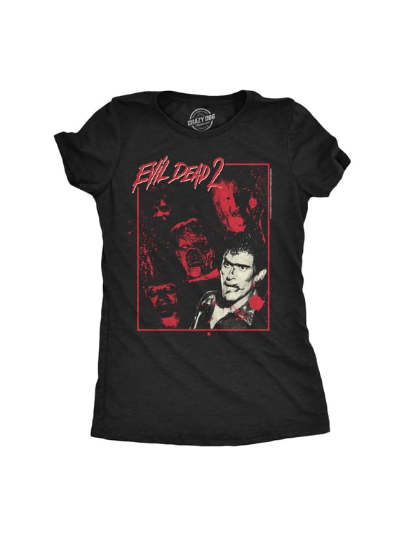 Womens Funny T Shirts Evil Dead 2 Multishot Horror Movie Tee For Ladies Womens Graphic Tees