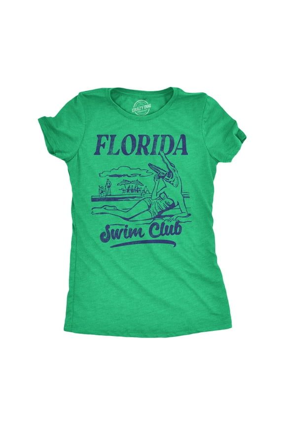 Womens Funny T Shirts Florida Swim Club Sarcastic Alligator Graphic Novelty Tee for Ladies Womens Graphic Tees