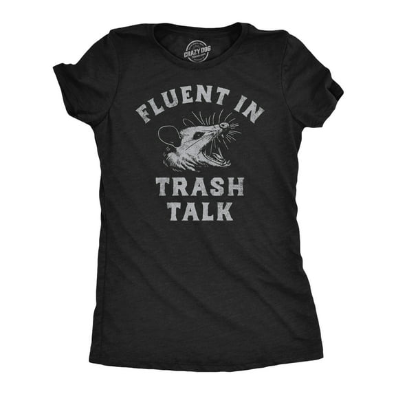 Womens Funny T Shirts Fluent In Trash Talk Sarcastic Possum Graphic Tee for Ladies Womens Graphic Tees