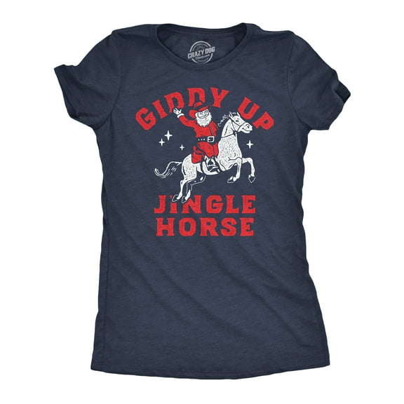 Womens Funny T Shirts Giddy Up Jingle Horse Sarcastic Christmas Song Graphic Tee for Ladies Womens Graphic Tees