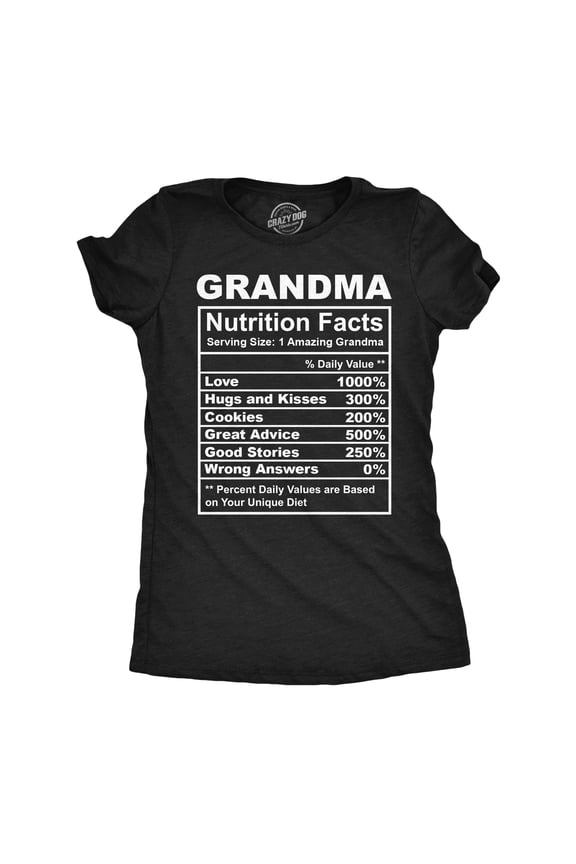 Womens Funny T Shirts Grandma Nutrition Facts Sarcastic Granny Graphic Novelty Tee For Ladies Womens Graphic Tees