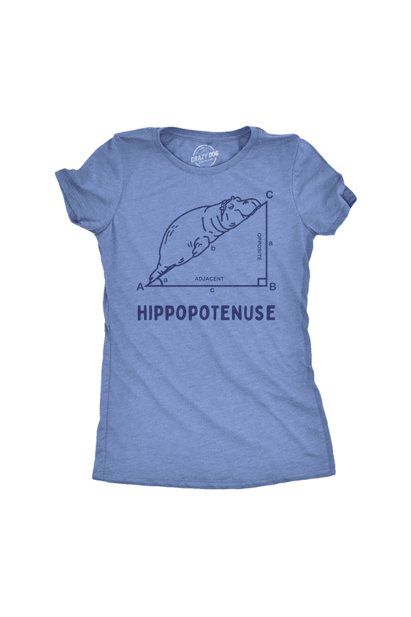 Womens Funny T Shirts Hippopotenuse Sarcastic Hippo Graphic Tee for Ladies Womens Graphic Tees