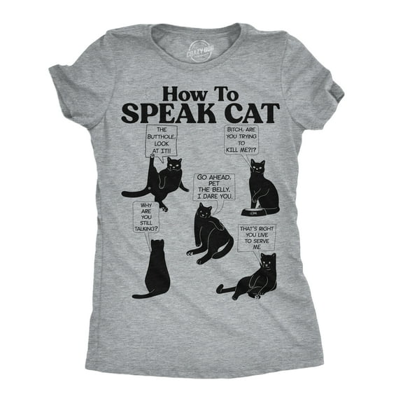 Womens Funny T Shirts How to Speak Cat Sarcastic Kitten Joke Novelty Tee for Ladies Womens Graphic Tees