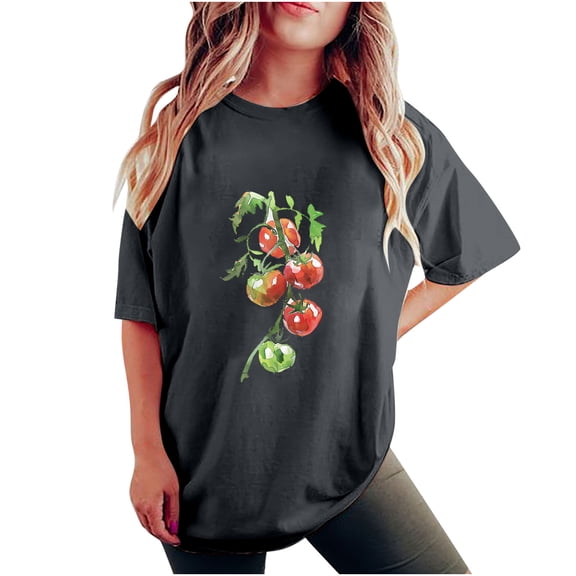 Womens Funny T Shirts Humor Womens Workout Tops Long Length Summer Tops for Women 2026 Trendy Boho Crew Neck Tops Grey