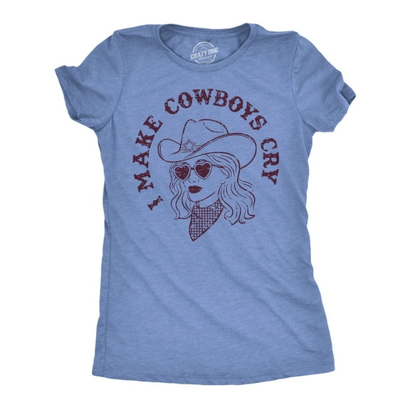 Womens Funny T Shirts I Make Cowboys Cry Sarcastic Western Graphic Novelty Tee for Ladies Womens Graphic Tees