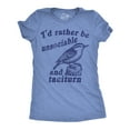 thumbnail image 1 of Womens Funny T Shirts Id Rather Be Unsociable and Taciturn Sarcastic Graphic Novelty Tee for Ladies Womens Graphic Tees, 1 of 9