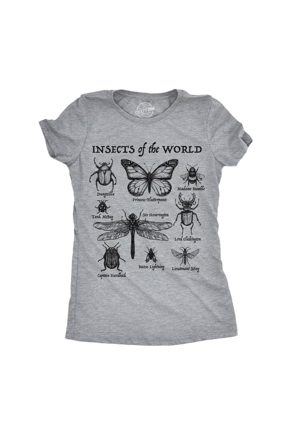 Womens Funny T Shirts Insects Of The World Sarcastic Joke Tee For Ladies Womens Graphic Tees