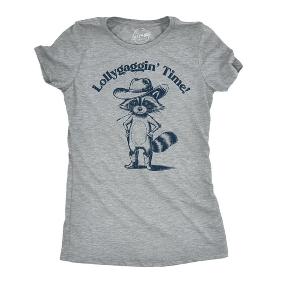 Womens Funny T Shirts Lollygaggin Time Sarcastic Raccoon Graphic Novelty Tee for Ladies Womens Graphic Tees