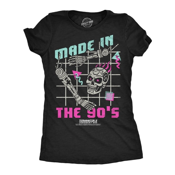 Womens Funny T Shirts Made In The 90s Retro Terminator 2 Movie Tee For Ladies Womens Graphic Tees
