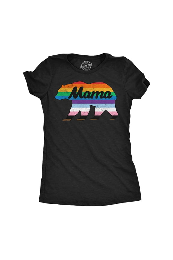 Womens Funny T Shirts Mama Bear Pride Sarcastic Pride Month Graphic Novelty Tee for Ladies Womens Graphic Tees