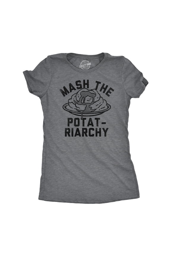 Womens Funny T Shirts Mash The Potatriarchy Sarcastic Thanksgiving Dinner Mashed Potato Tee for Ladies Womens Graphic Tees