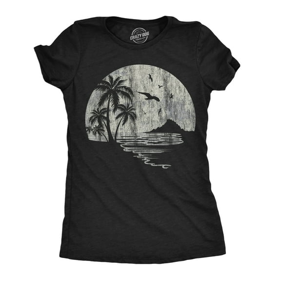 Womens Funny T Shirts Moon Beach Vacation Novelty Graphic Tee for Ladies Womens Graphic Tees