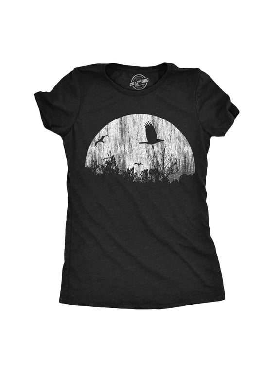 Womens Funny T Shirts Moon Birds Creepy Graphic Tee for Ladies Womens Graphic Tees