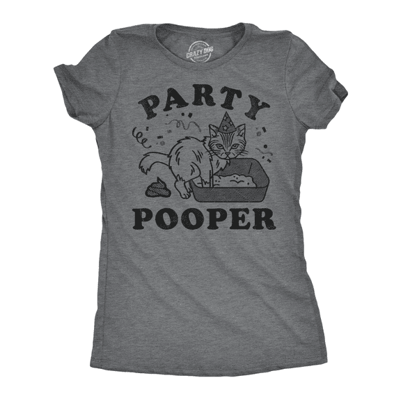 Womens Funny T Shirts Party Pooper Cat Sarcastic Kitten Graphic Novelty Tee for Ladies Womens Graphic Tees