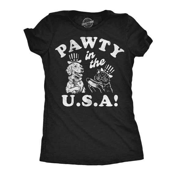 Womens Funny T Shirts Pawty In The USA Sarcastic Fourth Of July Graphic Novelty Tee for Ladies Womens Graphic Tees