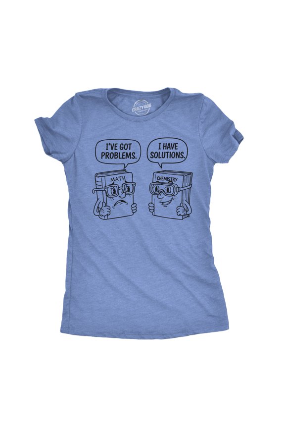Womens Funny T Shirts Problems and Solutions Sarcastic Math and Science Graphic Novelty Tee for Ladies Womens Graphic Tees