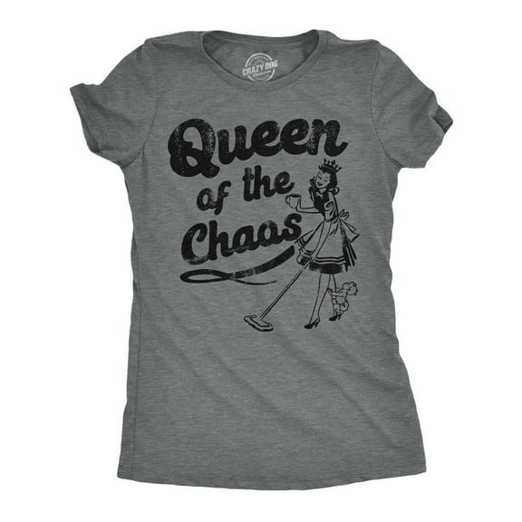 Womens Funny T Shirts Queen of The Chaos Sarcastic Graphic Novelty Tee for Ladies Womens Graphic Tees