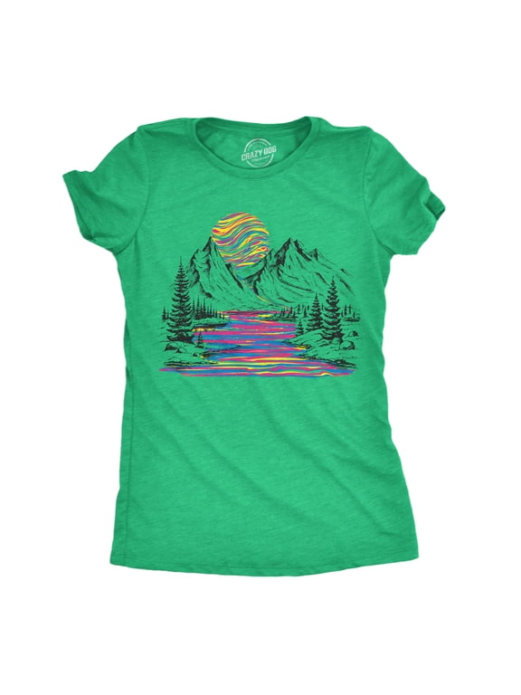 Womens Funny T Shirts Rainbow River Cool Nature Graphic Tee for Ladies Womens Graphic Tees