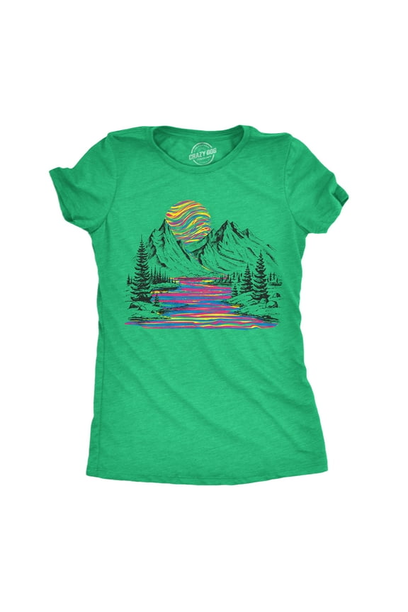 Womens Funny T Shirts Rainbow River Cool Nature Graphic Tee for Ladies Womens Graphic Tees