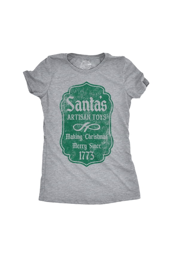 Womens Funny T Shirts Santas Artisan Toys Sarcastic Christmas Graphic Novelty Tee For Ladies Womens Graphic Tees