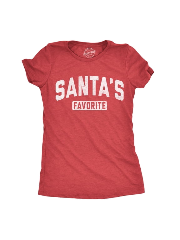 Womens Funny T Shirts Santas Favorite Sarcastic Christmas Graphic Novelty Tee For Ladies Womens Graphic Tees