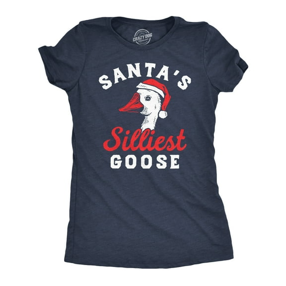 Womens Funny T Shirts Santas Silliest Goose Sarcastic Christmas Graphic Novelty Tee for Ladies Womens Graphic Tees
