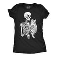 thumbnail image 1 of Womens Funny T Shirts Skeleton And Cat Sarcastic Halloween Graphic Novelty Tee For Ladies Womens Graphic Tees, 1 of 9