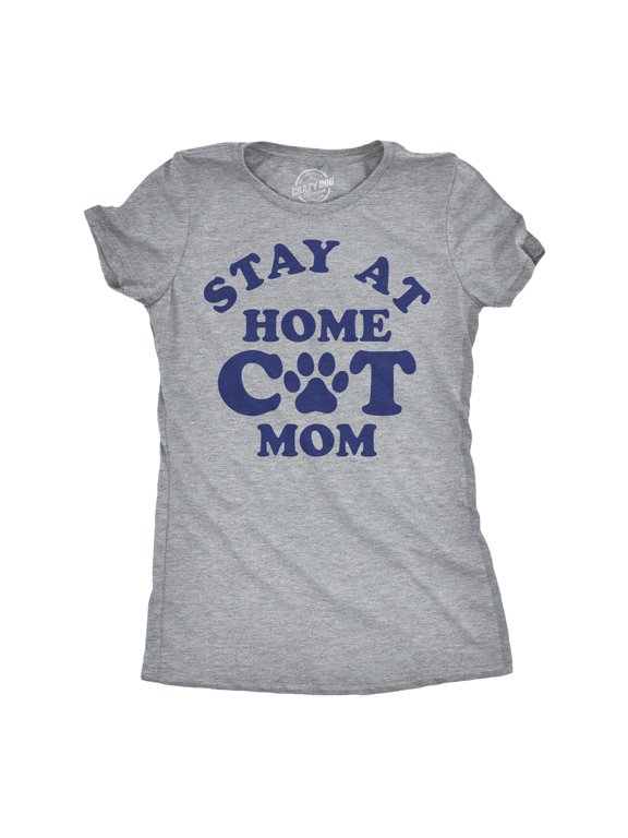 Womens Funny T Shirts Stay At Home Cat Mom Sarcastic Kitty Graphic Tee for Ladies Womens Graphic Tees