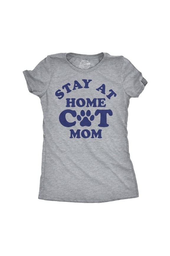 Womens Funny T Shirts Stay At Home Cat Mom Sarcastic Kitty Graphic Tee for Ladies Womens Graphic Tees