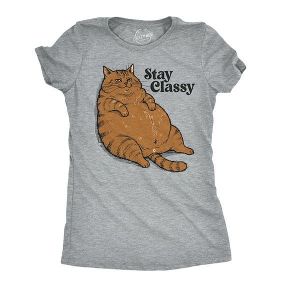 Womens Funny T Shirts Stay Classy Sarcastic Fat Cat Graphic Novelty Tee For Ladies Womens Graphic Tees