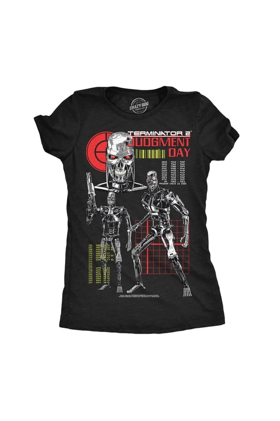 Womens Funny T Shirts Terminator 2 Endo Collage Retro Terminator Movie Tee For Ladies Womens Graphic Tees
