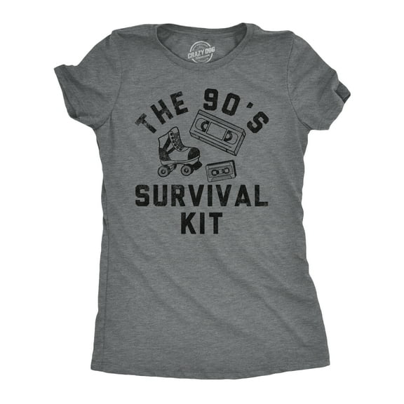 Womens Funny T Shirts The 90s Survival Kit Sarcastic Retro Graphic Tee for Ladies Womens Graphic Tees