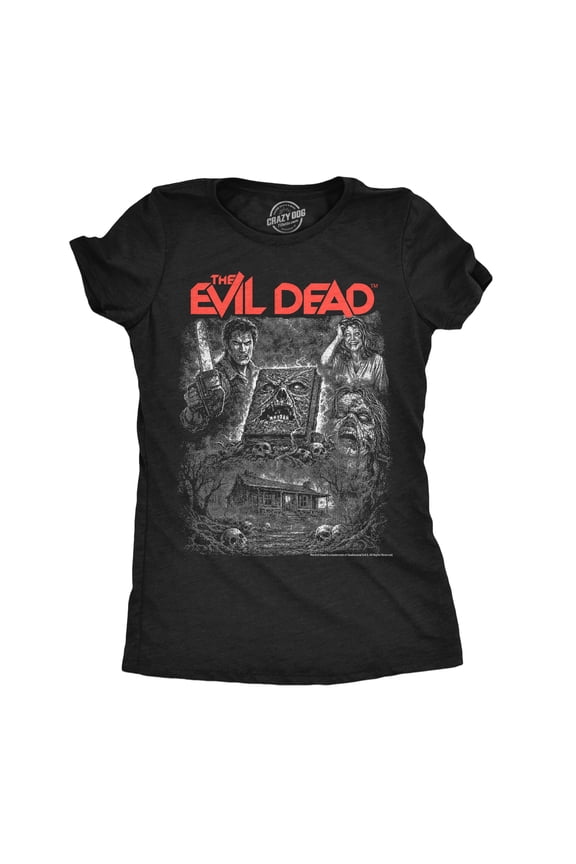 Womens Funny T Shirts The Evil Dead Collage Horror Movie Tee For Ladies Womens Graphic Tees