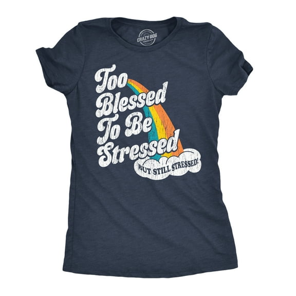 Womens Funny T Shirts Too Blessed To Be Stressed Sarcastic Graphic Novelty Tee For Ladies Womens Graphic Tees